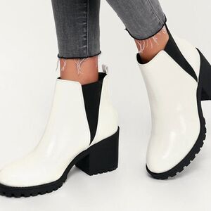 Dirty Laundry White and Black Ankle Boots